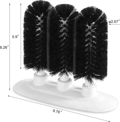 New Star Foodservice 54484 Triple Brush Bar Glass Washer - 3 Brushes - Suction Base, Non-Battery