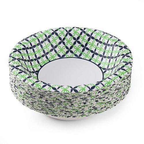 Glad Round Disposable Paper Bowls, Happy Daisies Design - Heavy Duty, Soak Proof, Cut-Resistant, Microwavable Bowl for All Foods & Daily Use, 16 Oz, 40 Count