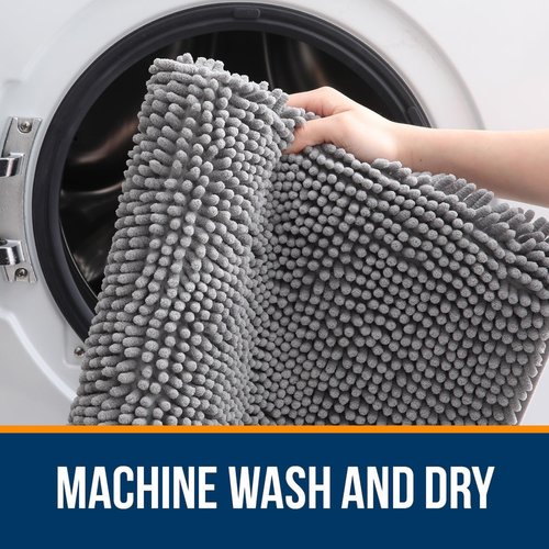 OLANLY Bathroom Rugs 32x20, Extra Soft Absorbent Chenille Bath Rugs, Rubber Backing Quick Dry, Machine Washable Bath Mats for Bathroom Floor, Tub and Shower, Home Decor Accessories, Grey