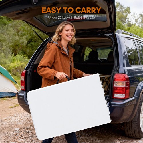 LUCKPRO 6ft Folding Table Heavy Duty 350 LBS Capacity Foldable Table with 18% Thicker HDPE Waterproof Top & Reinforced Steel Frame, Portable Fold-in-Half Table for Outdoor Indoor Party Wedding Camping