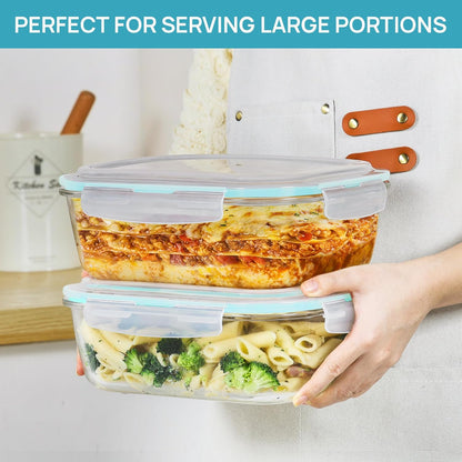 Vtopmart Large Glass Food Storage Containers - 2-Pack 76.4oz with Airtight Lids | Leak-Proof & Microwave Safe
