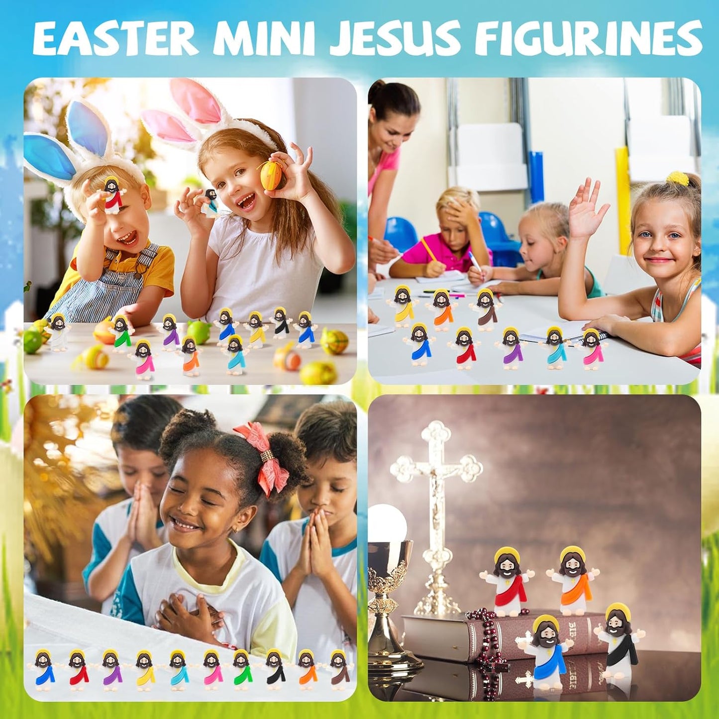 Yelakey Mini Jesus Figures - 50 Pack Pocket-Sized Christ Figurines | Perfect for Religious Party Favors