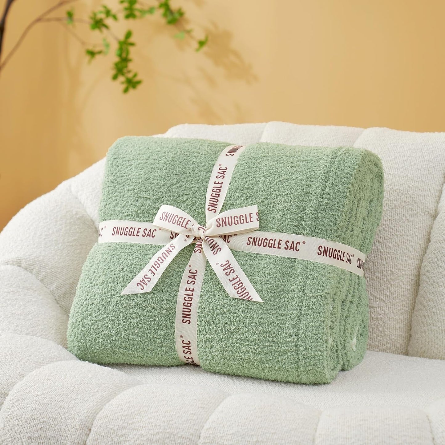 Snuggle Sac Ultra Soft Throw Blanket - Reversible Sage Green Microfiber | Cozy 50x60 Inches Gift for Women