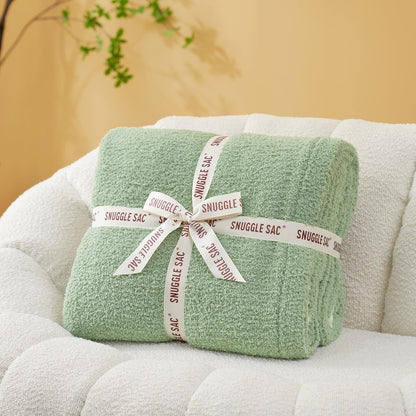 Snuggle Sac Ultra Soft Throw Blanket - Reversible Sage Green Microfiber | Cozy 50x60 Inches Gift for Women