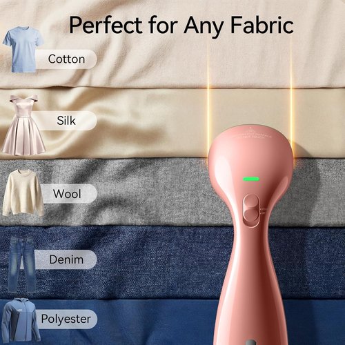 HiLIFE Clothes Steamer - 1100W Fast Wrinkle Removal, 300ml Tank, Compact & Portable - Pink