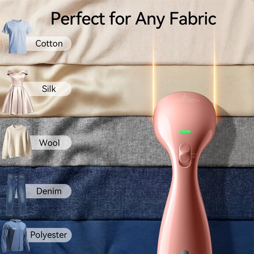 HiLIFE Steamer for Clothes, 1100W Clothes Steamer, Fast Wrinkle Removal with Large 300ml Tank, Ideal for All Fabrics, Easy to Use, Compact and Portable Travel Garment Steamer-Pink