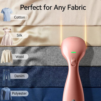 HiLIFE Steamer for Clothes, 1100W Clothes Steamer, Fast Wrinkle Removal with Large 300ml Tank, Ideal for All Fabrics, Easy to Use, Compact and Portable Travel Garment Steamer-Pink