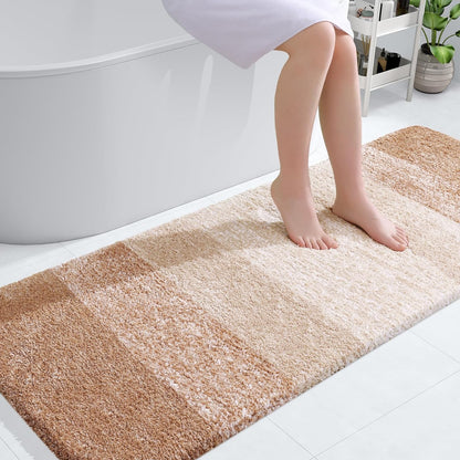 OLANLY Bathroom Runner Rug - Extra Soft Microfiber Mat 59x24 | Quick Dry, Washable, Rubber Backing, Beige