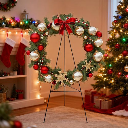 Christmas Wreath Stand by [Brand Name] - Durable 30-Inch Wire Easel Holder for Cemetery & Outdoor Use