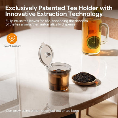 Skiennix Single Serve Coffee Maker - Brew K-Cups, Ground Coffee & Tea | Compact Black Design, 6-16 Oz Sizes
