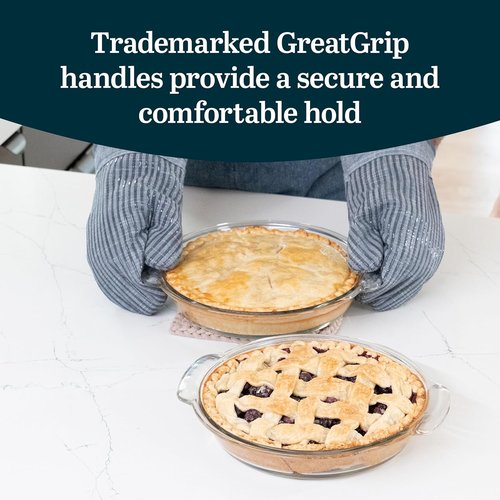 Libbey Baker’s Premium Glass Pie Plate Set - Stackable Casserole Dishes with Lids for Fruit Pies & Quiches