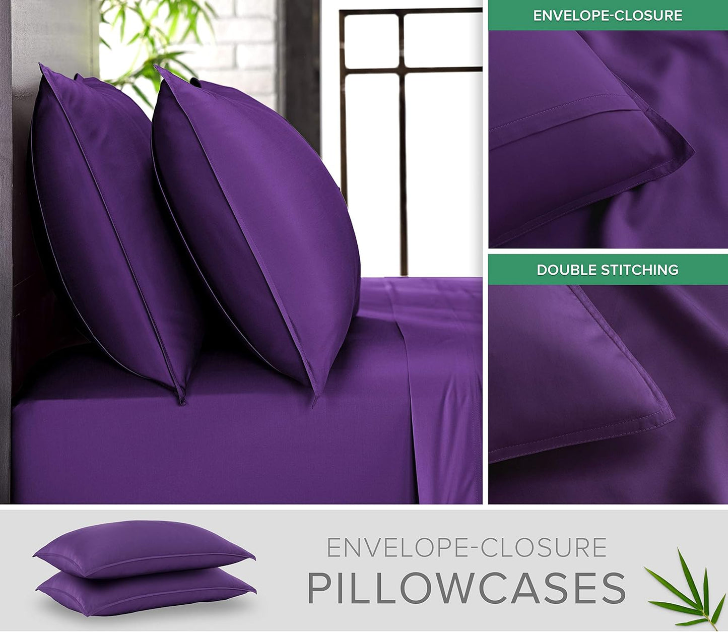 Pure Bamboo Twin Sheets - Luxuriously Soft 100% Organic Viscose Bed Sheet Set | Cooling & Durable (Twin, Purple)