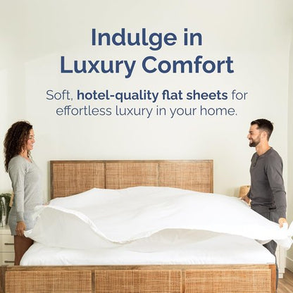 King Size Flat Sheet | Ultra-Soft Hotel Quality Bedding - Breathable, Cooling & Easy-Care - White