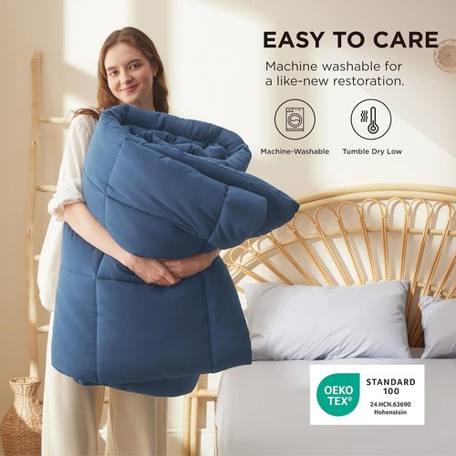 Bedsure Comforter Duvet Insert - Quilted Cal King Size, All-Season Down Alternative Bedding, Dark Slate Blue 96x102 Inches