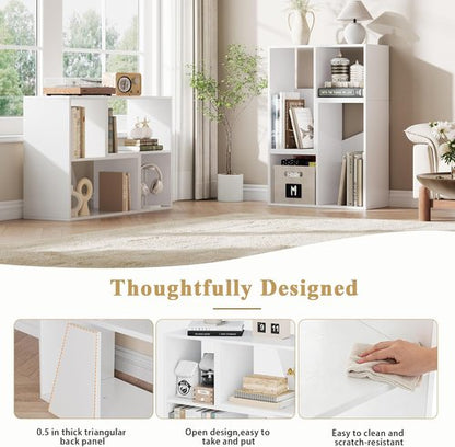 MapleGrace 6-Cube Storage Organizer - Stackable Wooden Bookcase with Back Panels | White Finish for Living Room, Bedroom, Study