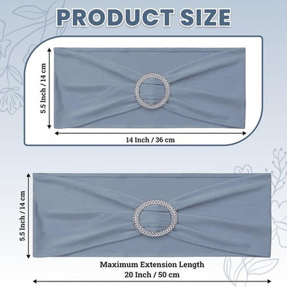 MDS Spandex Chair Sashes - Premium Stretch Covers with Buckle Slider | Universal Fit - Dusty Blue, Pack of 75