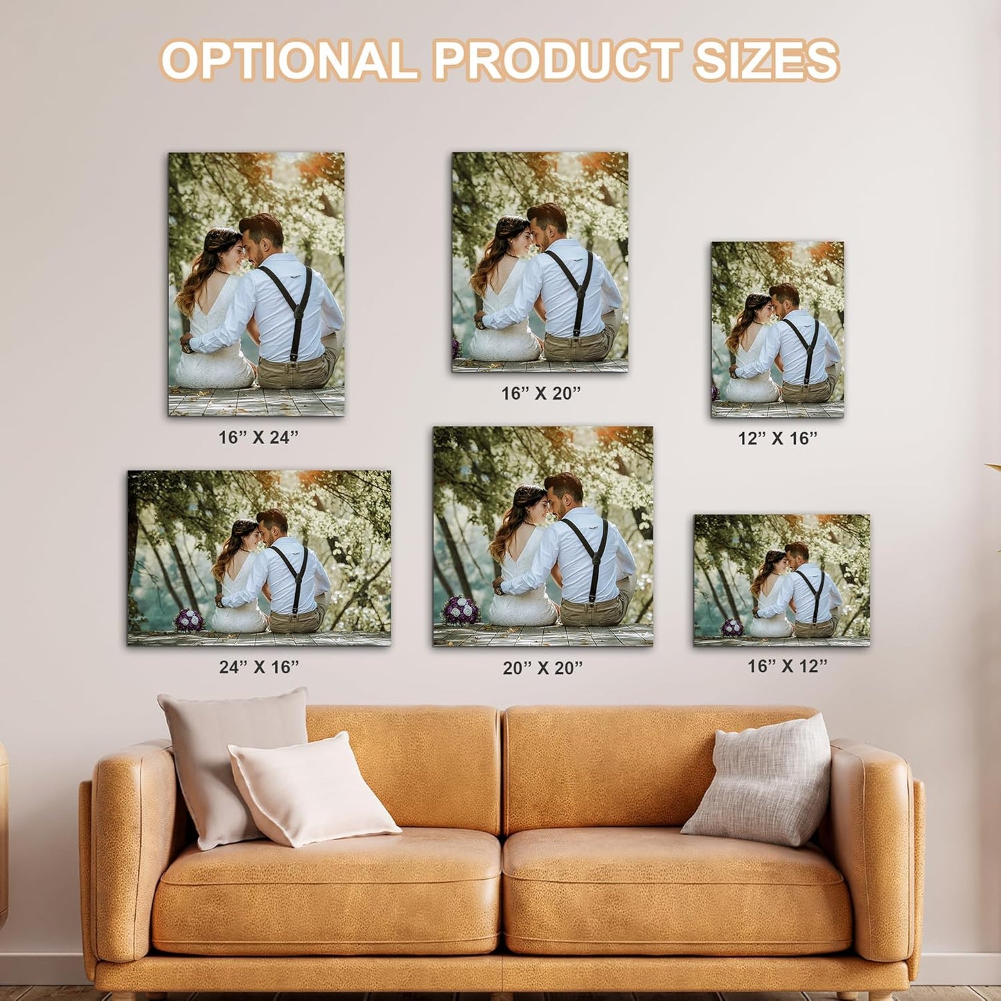 WEGA Custom Canvas Prints - Personalized Framed 8x10 Photo Wall Art Gifts for Family, Pets & Weddings