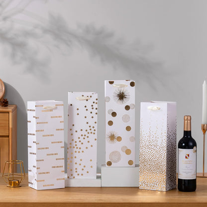 SHIPKEY 12 Pack of Wine Gift Bag, Bags Bulk for Wine Bottles, 13.7” Wines Bottle Bags for Thanksgiving, Halloween, Easter Day, Graduations, Weddings, Christmas, Mother's Day and other Holidays