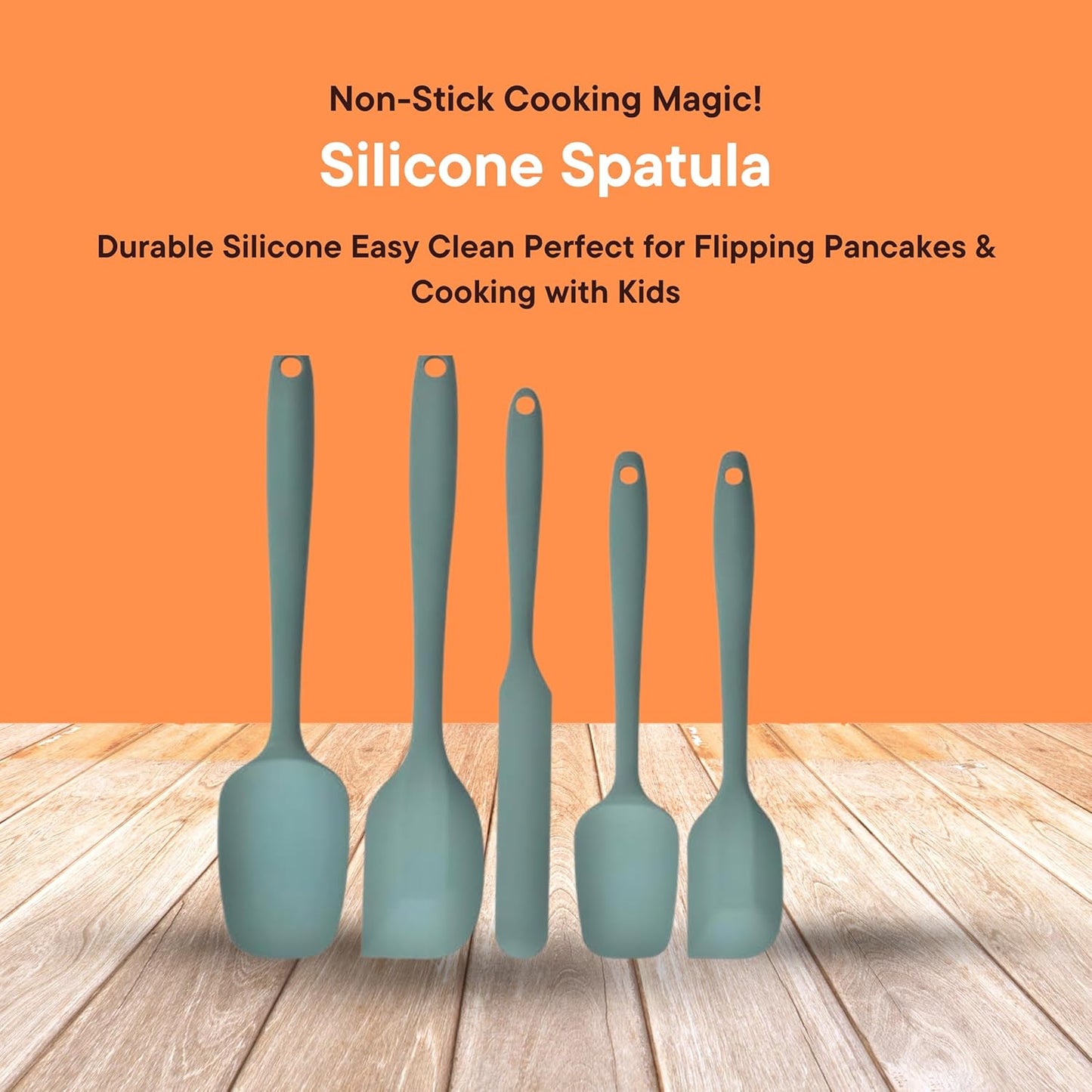 Skiennix Silicone Spatula Set - 5-Piece Heat Resistant Kitchen Utensils | Sage Green, Non-Stick Design for Easy Cleaning and Flipping Pancakes