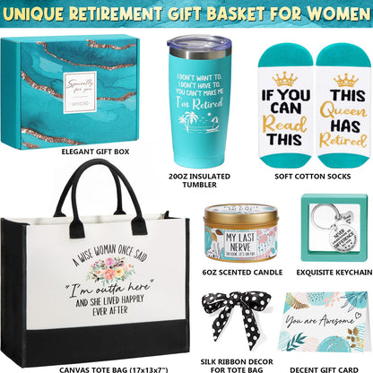 Retirement Gifts for Women 2024, Best Cool Retirement Gifts for Coworker Teacher Nurses Boss Friends Mom Grandma Retirees, Happy Retirement Gifts Funny Retired Gifts with 20Oz Tumbler Canvas Tote Bag