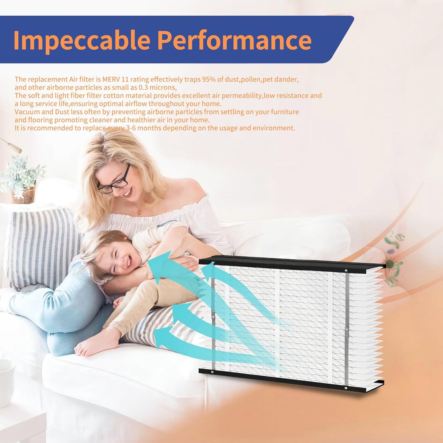 AprilAire 410 Replacement Filter - MERV 11 HVAC Air Purifier Filter | 16"x28"x4" Size, 2 Pack