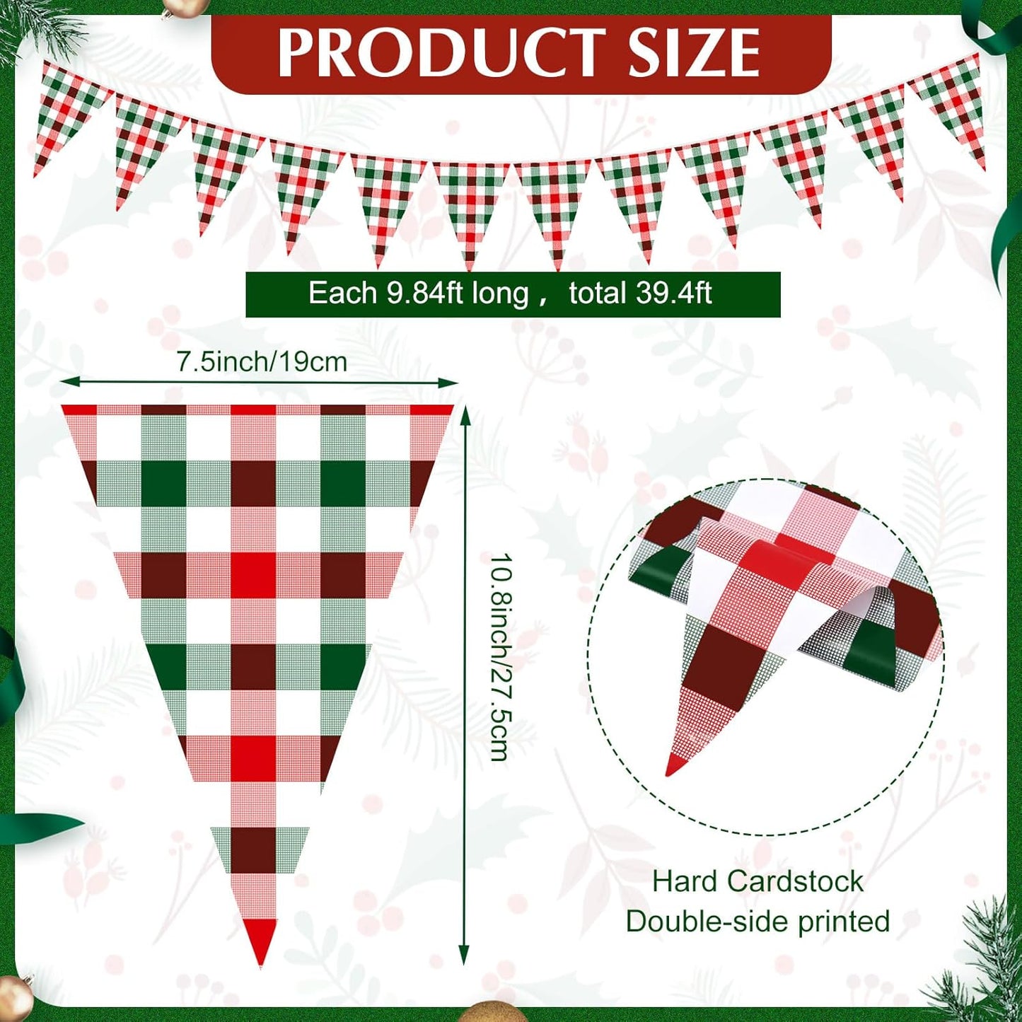 Skiennix 54" x 108" Plastic Tablecloth - Red Green White Plaid Design for Parties & Holidays