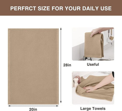 Homaxy 100% Cotton Waffle Weave Dish Towels - Ultra Soft & Absorbent, Quick Drying | 20x28 Inches, 4-Pack, Tan