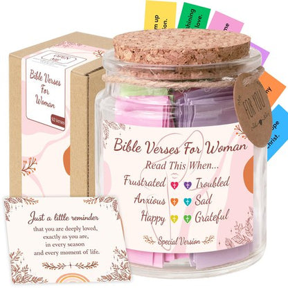 Bible Verses Jar for Women – Christian Gifts For Women, Color Coded Scripture Jar, Mothers Day Gifts For Mom