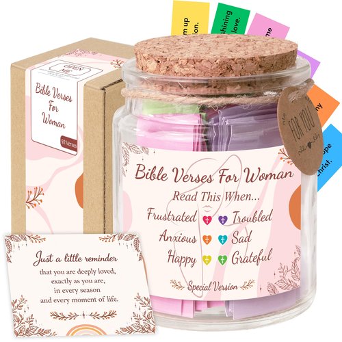 Bible Verses Jar for Women – Christian Gifts For Women, Color Coded Scripture Jar, Mothers Day Gifts For Mom
