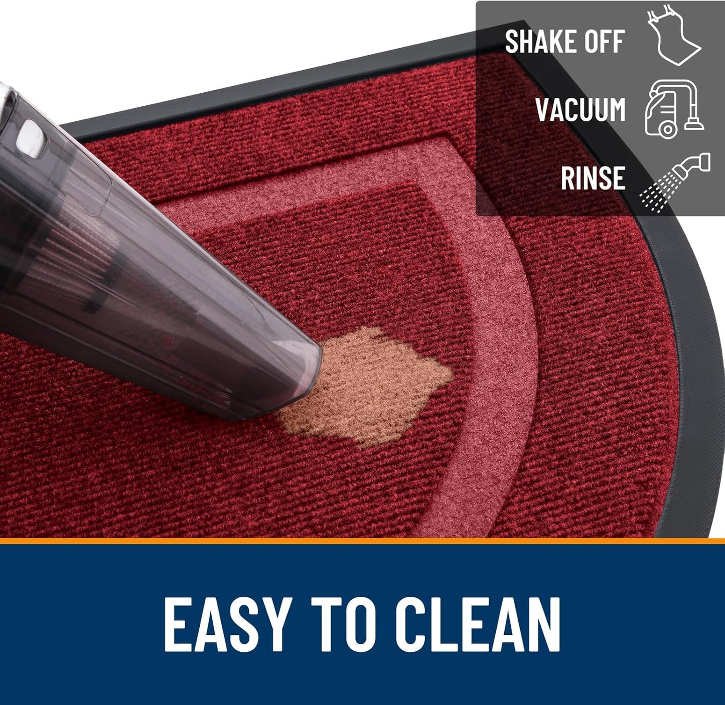OLANLY Half Circle Door Mat - Waterproof All-Season Welcome Mat | Sturdy Natural Rubber, 29.5x17, Wine Red