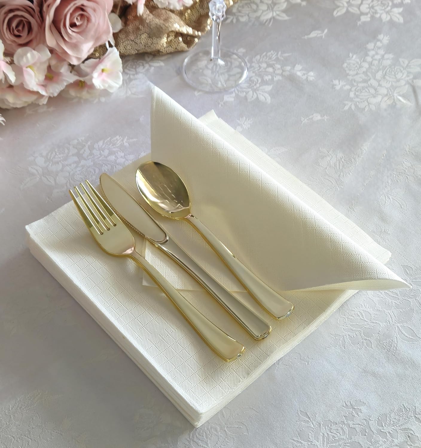 OCCASIONS Premium 3-Ply Wedding Party Dinner Napkins - 240 Piece Pack | Square Fold Design