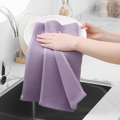 Homaxy Kitchen Dish Towels - Ultra Soft 100% Cotton Waffle Weave, Quick Drying, 13 x 28 Inches, 8-Pack in Lavender