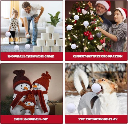 Fake Snowballs - 50 Pcs Soft Indoor & Outdoor Snow Fight Balls | Fun Christmas Decor & Party Supplies