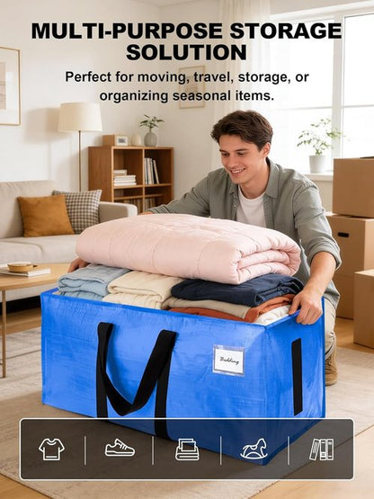 HOMESURE Large Water-Resistant Moving Bags - 4 Pack Heavy-Duty Storage Totes with Zippers & Handles | Space-Saving Design