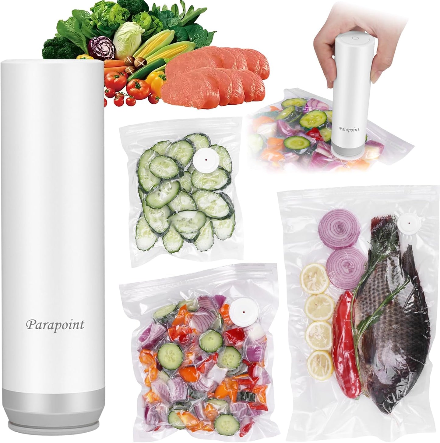 Skiennix Handheld Vacuum Sealer - Powerful Portable Food Sealer with 20 Reusable Bags