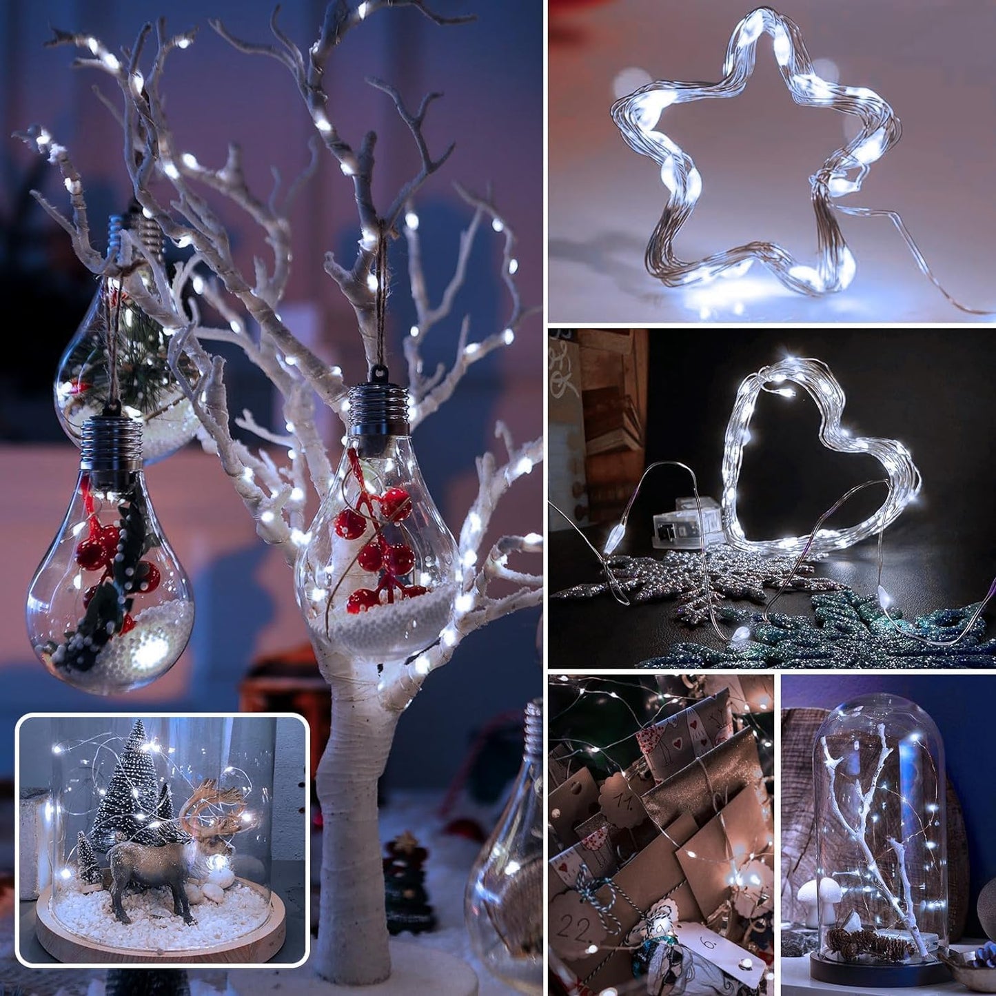 Skiennix 20 Pack Fairy Lights - Battery Operated 7ft Mini String Lights for Wedding & Party Decor | Warm White & Cool White