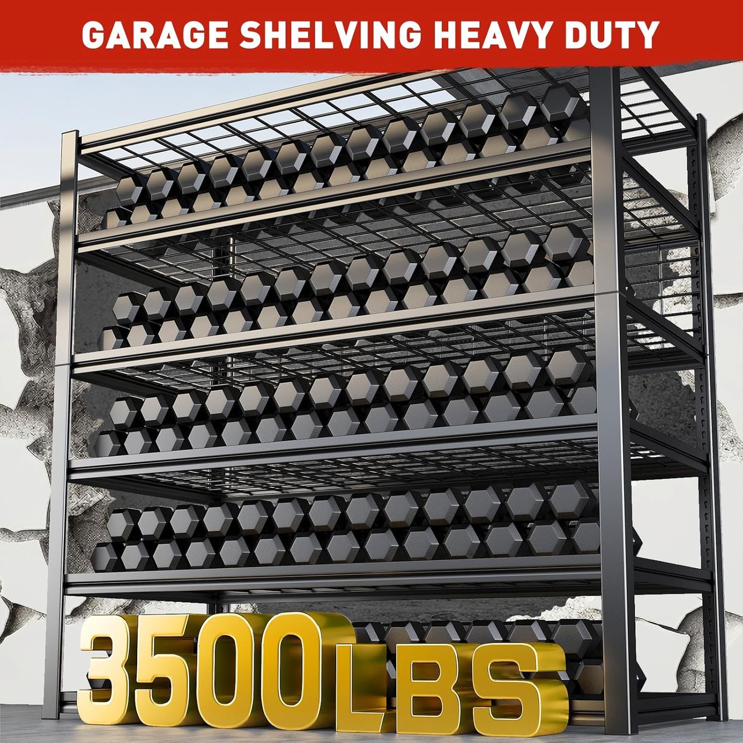 REIBII 6-Tier Garage Shelving | Heavy-Duty Metal Storage Shelves, 3500LBS Capacity, 84" H x 48" W x 20" D