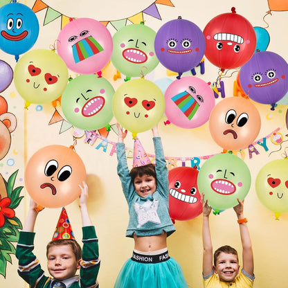 VABAMNA Punch Balloons - 30 Pack Neon Party Favors for Kids | 18 Inch Rubber Band Handle