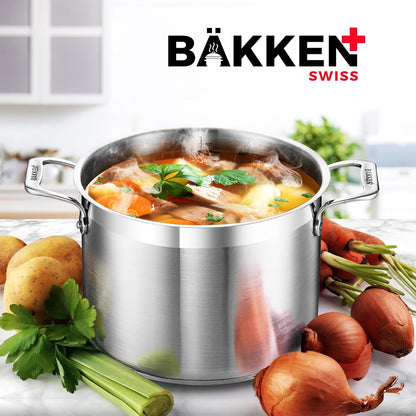Stainless Steel Stockpot - 16 Quart Durable 18/8 Steel with Impact-Bonded Base & Riveted Handles
