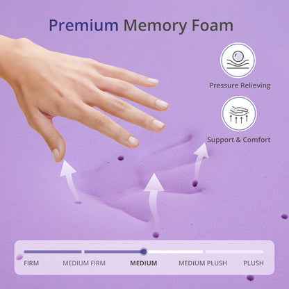 Regine Switzerland Twin Lavender Scented Memory Foam Mattress Topper - Pressure Relief & Cooling, 38"x75"