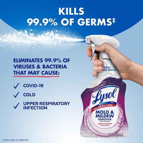 Lysol Mold & Mildew Remover Spray - Powerful Bathroom & Shower Cleaner | 32oz Disinfectant Stain Remover