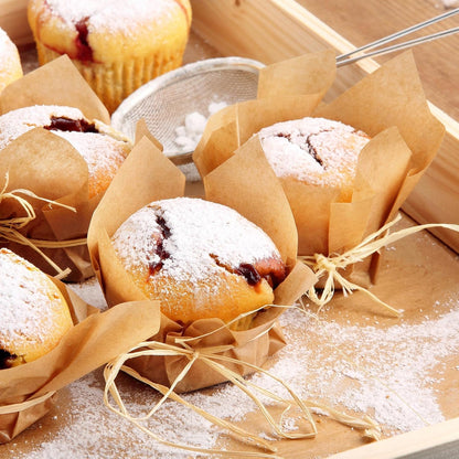 Regine Switzerland Tulip Muffin Liners - 600 Pcs Brown Cupcake Baking Cups for Parties & Holidays
