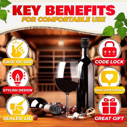 3 PCs Bottle Cap Lock – Bottle Lock Liquor for Wine Security for 1–1.1" Mouth Size, Code Combination, Sealed Lid, Food-Grade Plastic – Reusable, Safe, and Easy for Travel or Home
