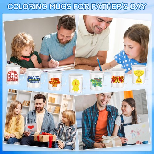 30 Pcs Painted Mug Kit for Kids Bulk 8 oz Plastic Mugs with Handle Color Your Own Cups Reusable Water Milk Tea Mugs DIY Coffee Mug for Birthday Mothers Fathers Day Graduation Easter Christmas Gift
