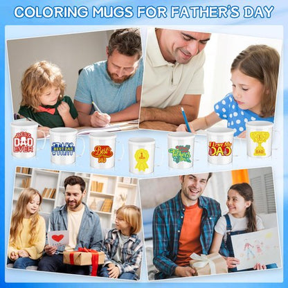 30 Pcs Painted Mug Kit for Kids Bulk 8 oz Plastic Mugs with Handle Color Your Own Cups Reusable Water Milk Tea Mugs DIY Coffee Mug for Birthday Mothers Fathers Day Graduation Easter Christmas Gift