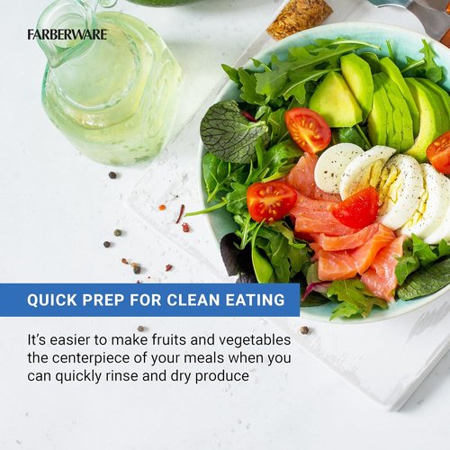 Farberware Pro Pump Salad Spinner - Easy-To-Use Bowl & Colander with Built-In Draining System | 6.6 Quart, Green