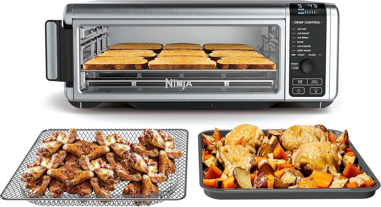 Ninja Digital Air Fryer & Toaster Oven - 8-in-1 Functionality | XL Capacity | Flip-Up Design | 1800 Watt | Silver
