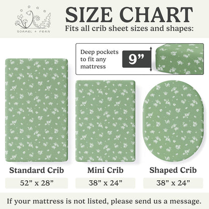 Skiennix Fitted Baby Crib Sheets - Buttery Soft Organic Cotton Blend | 2 Pack in Butterfly Garden Design