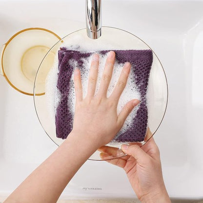 Homaxy 100% Cotton Waffle Weave Dish Cloths - Ultra Soft & Absorbent Quick-Drying Towels | 12x12 Inches, 6-Pack, Purple