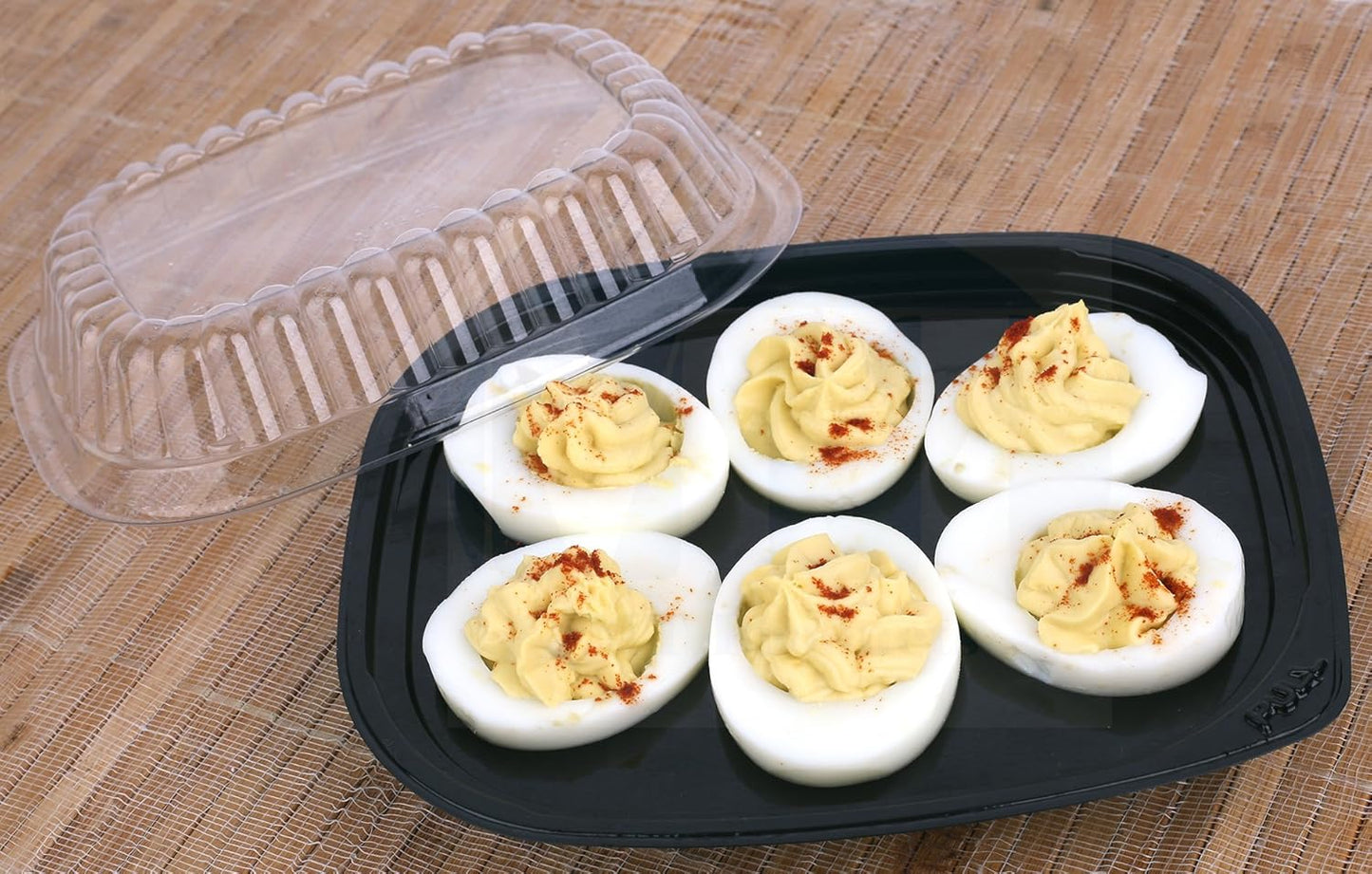 MT Products Clear Deviled Egg Containers - Durable Egg Platter Tray for 6 Eggs | Pack of 12, Made in USA